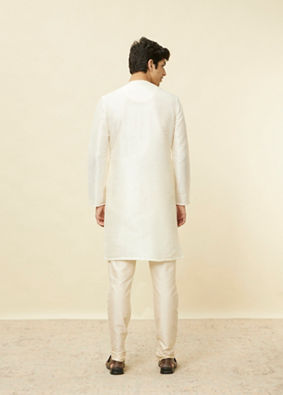 Warm White Embroidered Bandhgala Kurta image number 4
